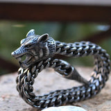 316L Stainless Steel Wolf Head Bracelet Viking WOLF Bangles Men Boys Chain