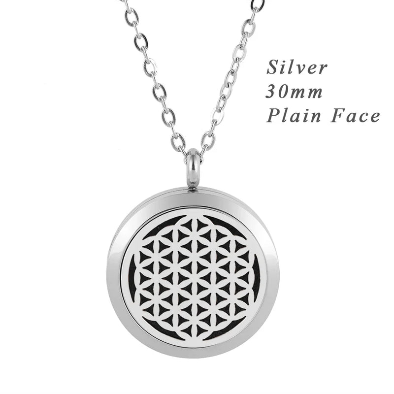 316L SS Flower of Life Aromatherapy Pendant 20mm 25mm 30mm