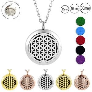 316L SS Flower of Life Aromatherapy Pendant 20mm 25mm 30mm