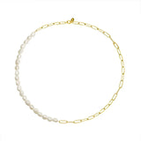 316L Stainless Steel Pearl Pendant Thick Chain Necklace for Women