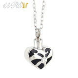 Heart Urn Cremation Jewelry Necklace Pendant with Czech Crystal