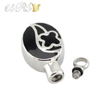316L Stainless Steel Oval Urn Cremation Pendant Necklace with O-Shaped Chain