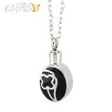 316L Stainless Steel Oval Urn Cremation Pendant Necklace with O-Shaped Chain