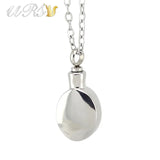 316L Stainless Steel Oval Urn Cremation Pendant Necklace with O-Shaped Chain