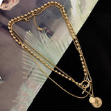 316L Stainless Steel Portrait Layered Necklace Minimalist Collarbone Accessory