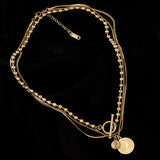 316L Stainless Steel Portrait Layered Necklace Minimalist Collarbone Accessory