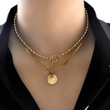 316L Stainless Steel Portrait Layered Necklace Minimalist Collarbone Accessory