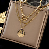 316L Stainless Steel Portrait Layered Necklace Minimalist Collarbone Accessory