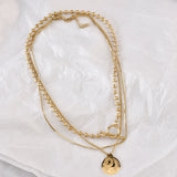 316L Stainless Steel Portrait Layered Necklace Minimalist Collarbone Accessory