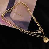 316L Stainless Steel Portrait Layered Necklace Minimalist Collarbone Accessory