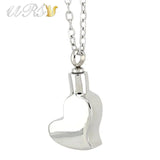Stereo Crooked Heart Urn Cremation Pendant Necklace with O-shaped Chain