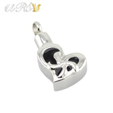 Stereo Crooked Heart Urn Cremation Pendant Necklace with O-shaped Chain
