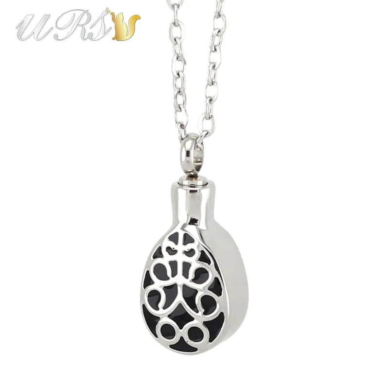 Water Drop Urn Cremation Necklace Pendant with O-Shaped Chain