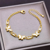 316L Square Zircon Butterfly Charm Bracelet for Women