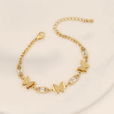 316L Square Zircon Butterfly Charm Bracelet for Women