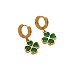 316LStainless Steel Green Zircon Pendant Flower Women's Necklace Jewelry Set