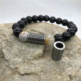 316L Stainless Steel Vintage Cylinder Charms Beads 5.88mm Hole