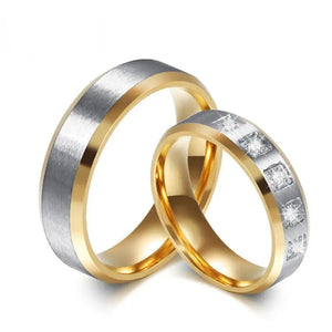 316L Stainless Steel Gold-color Wedding Engagement Rings Size