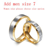 316L Stainless Steel Gold-color Wedding Engagement Rings Size