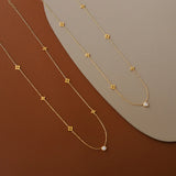 316l Stainless Steel Zircon Flowers Necklace for Women
