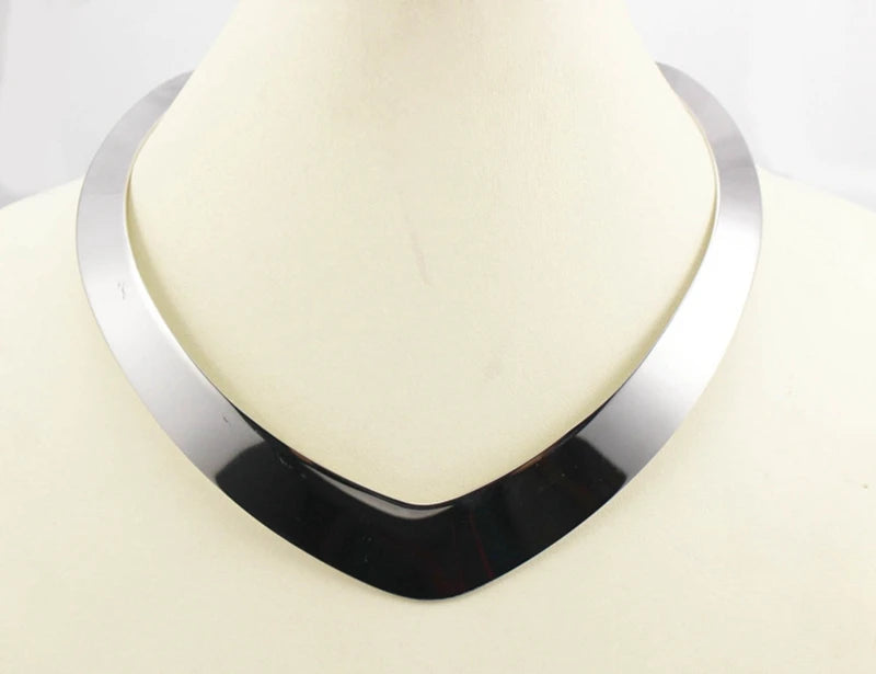 316l Stainless Steel Torques Necklace V Shape Collar Choker Jewelry