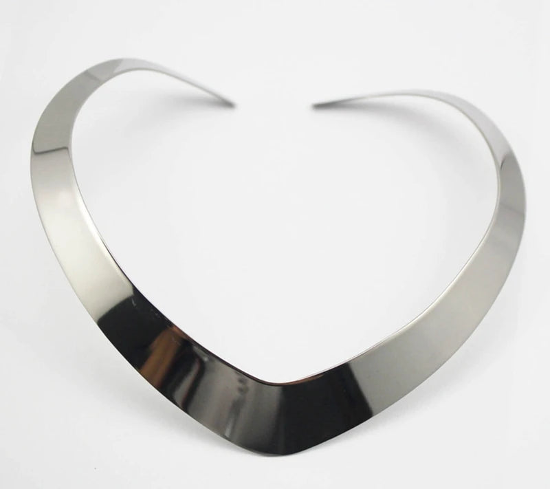316l Stainless Steel Torques Necklace V Shape Collar Choker Jewelry