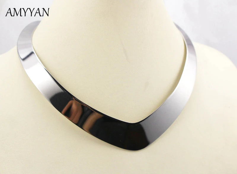 316l Stainless Steel Torques Necklace V Shape Collar Choker Jewelry