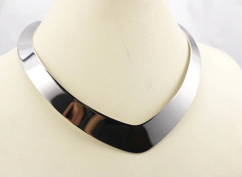316l Stainless Steel Torques Necklace V Shape Collar Choker Jewelry
