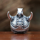 316L Stainless Steel Vikings Skull Shield Band Rune Necklace Pendant