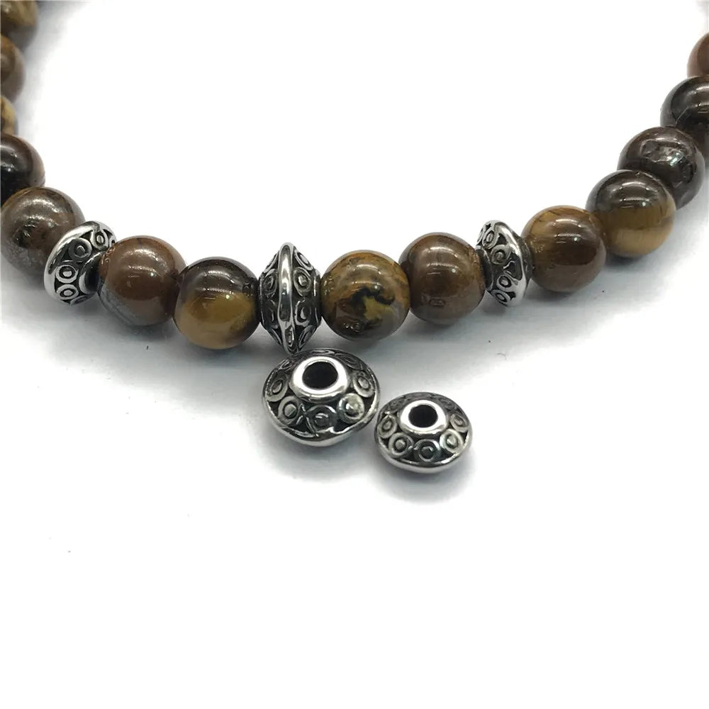 316L Stainless Steel Vintage Flat Beads 2.5mm Small Hole Spacer Charms
