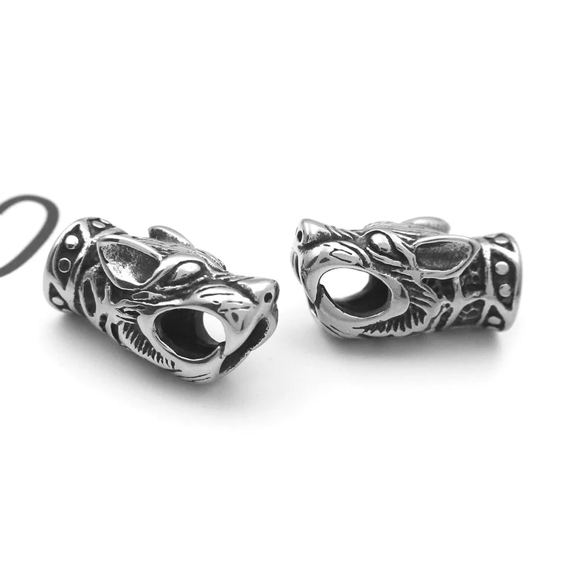 316L Stainless Steel Wolf Head Bead Spacer Charms 4mm