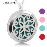 Round Perfume Diffuser Pendant Necklace Aromatherapy Essential Oil Locket