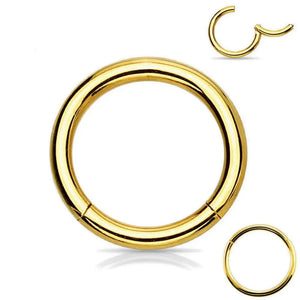 316l Surgical Steel Hinged Nose Rings Hoop 20G-14G Gold Silver Rose Black