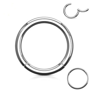 316l Surgical Steel Hinged Nose Rings Hoop 20G-14G Gold Silver Rose Black