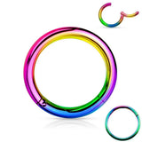 316l Surgical Steel Hinged Nose Rings Hoop 20G-14G Gold Silver Rose Black