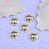 20PCS 8.5MM 24K Brass Flower Beads Caps DIY Jewelry Findings Accessories