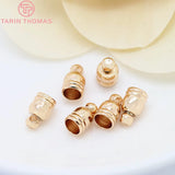 10PCS 5x8MM 24K Plated Brass Tassel Caps for Leather Rope