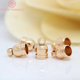 10PCS 5x8MM 24K Plated Brass Tassel Caps for Leather Rope