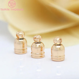 10PCS 5x8MM 24K Plated Brass Tassel Caps for Leather Rope