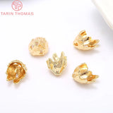 6PCS 8x10MM 24K Plated Brass Flower Beads Caps DIY Jewelry Findings