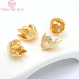6PCS 8x10MM 24K Plated Brass Flower Beads Caps DIY Jewelry Findings