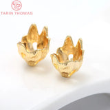 6PCS 8x10MM 24K Plated Brass Flower Beads Caps DIY Jewelry Findings