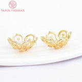 10PCS 14MM 24K Brass Bead Caps DIY Jewelry Findings