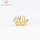 10PCS 14MM 24K Brass Bead Caps DIY Jewelry Findings