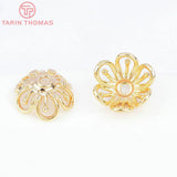 10PCS 14MM 24K Brass Bead Caps DIY Jewelry Findings
