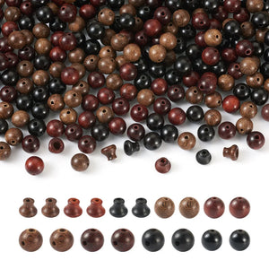 318Pcs Wooden Buddha Beads 3-Hole Round & Pagoda Spacer Bracelet Necklace Making