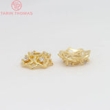 6PCS 6.5MM 8MM 10MM 24K Brass Zircon Bead Caps DIY Jewelry Accessories