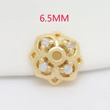 6PCS 6.5MM 8MM 10MM 24K Brass Zircon Bead Caps DIY Jewelry Accessories