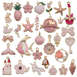31Pcs Alloy Enamel Charms Mixed Styles Flowers Fruit Animals Pendants DIY Jewelr