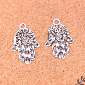 31Pcs Silver Plated Hamsa Palm Hand Protection Charms 42*28mm